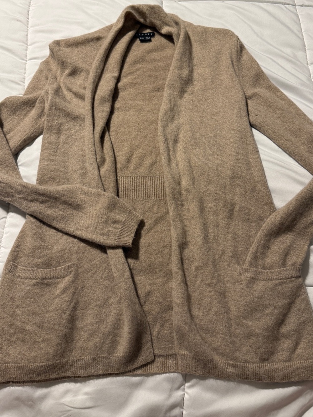 Theory Women's Open-Front Cashmere Cardigan Sweater - Beige Brown